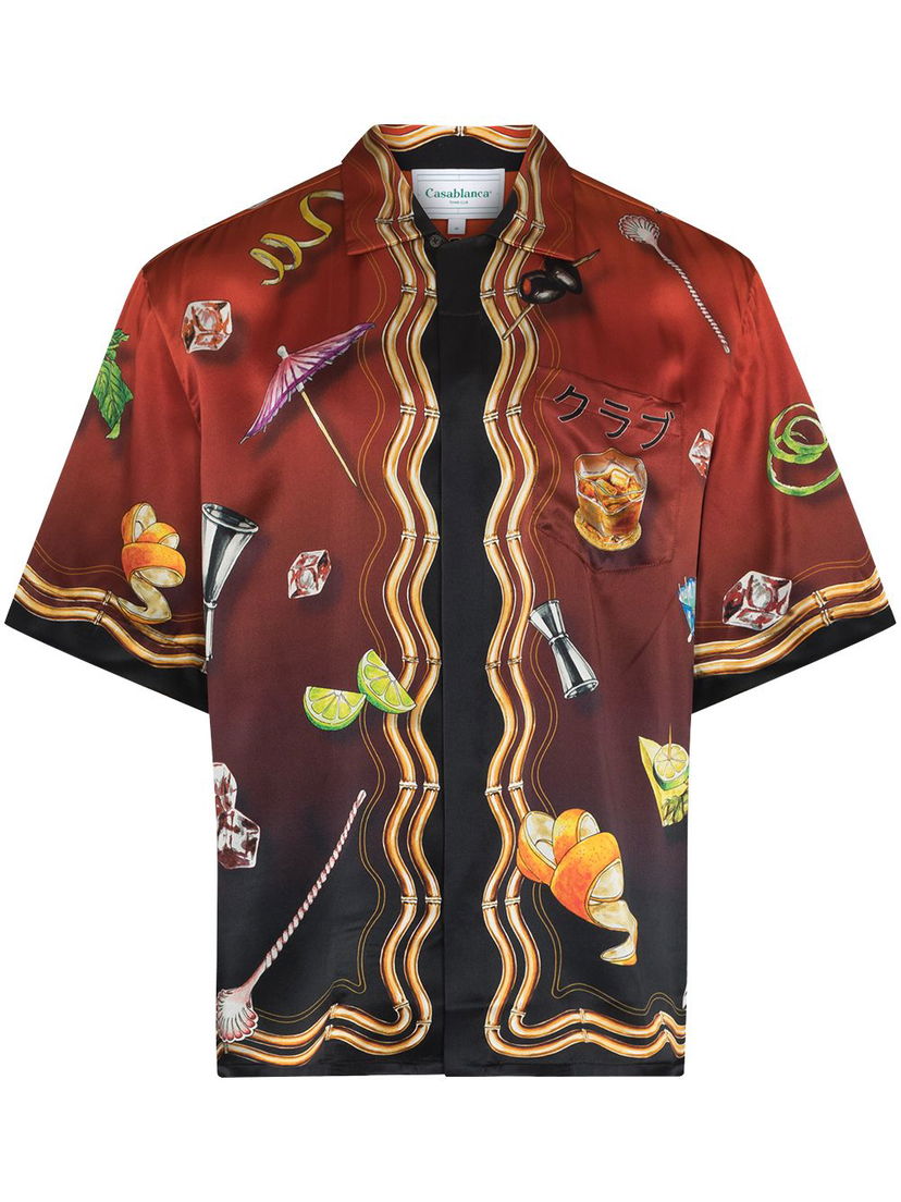 Skjorte Casablanca Club Sunset Short Sleeve Silk Shirt Flerfarvet | MS22SH003