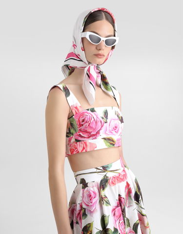 Crop top Dolce & Gabbana Dolce & Gabbana Rose Print Bralette Top Hvid | F7U70THS5S4HA5IG, 3