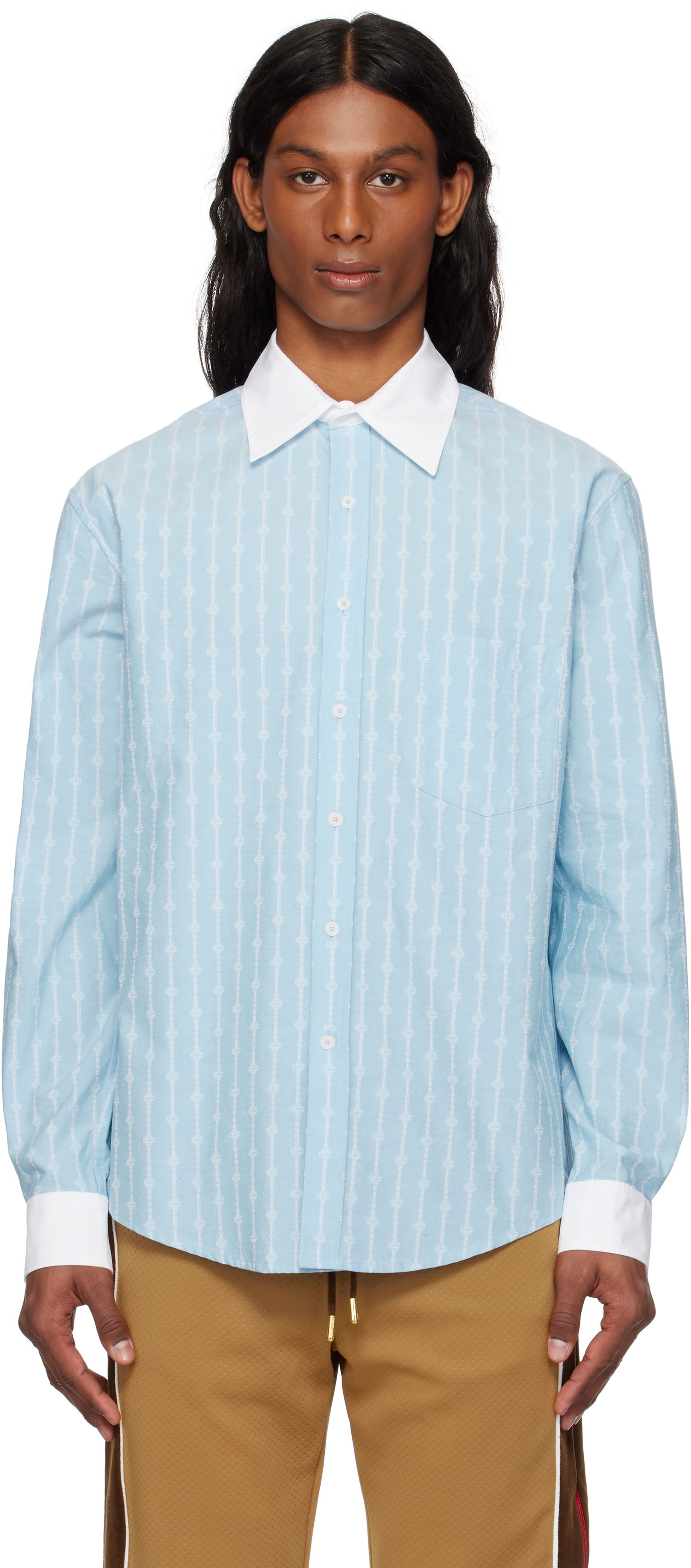 Skjorte Casablanca Casablanca Laurel Stripe Jacquard Shirt Blå | MS25-SH-175-01, 0