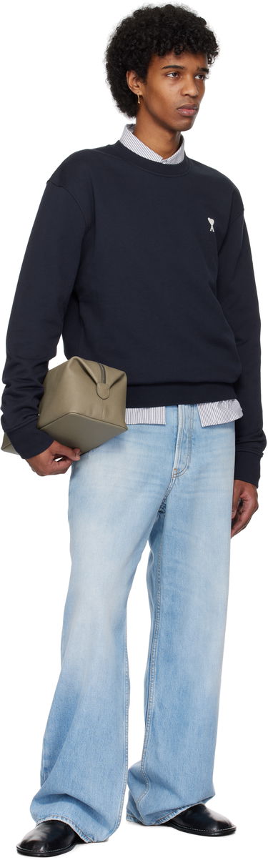 Sweater AMI AMI Paris De Coeur Cotton Sweatshirt Mørkeblå | HSW060.730, 3