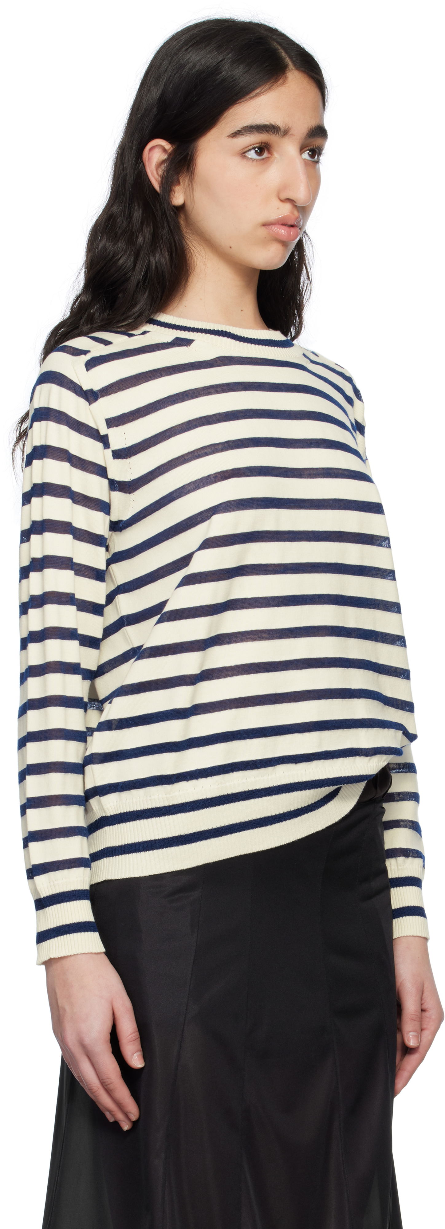 Sweater Comme des Garçons Comme Des Garçons Horizontal Stripe Cotton Sweater Hvid | TO-N007-S25, 1