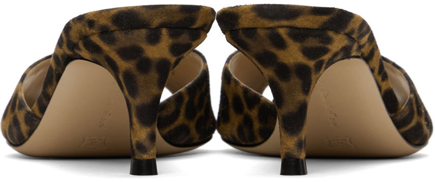Tilbehør Gianvito Rossi Gianvito Rossi Elle 55 Suede Leopard Print Mules Brun | G15110.55RIC.CMD, 1