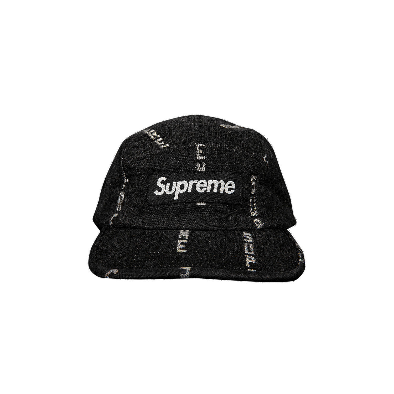 Kasket Supreme Logo Stripe Jacquard Denim Camp Cap Sort | FW20H103 BLACK, 0