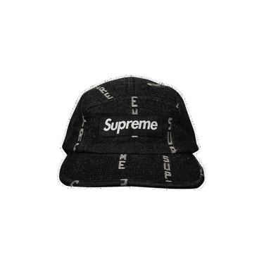 Kasket Supreme Logo Stripe Jacquard Denim Camp Cap Sort | FW20H103 BLACK, 0