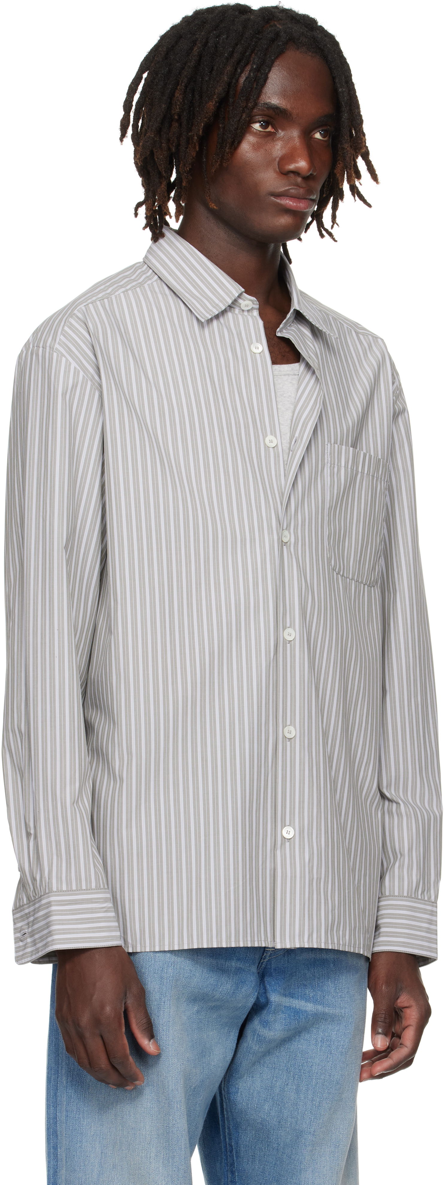 Skjorte A.P.C. A.P.C. Malo Striped Shirt Grå | COHJJ-H12532, 1