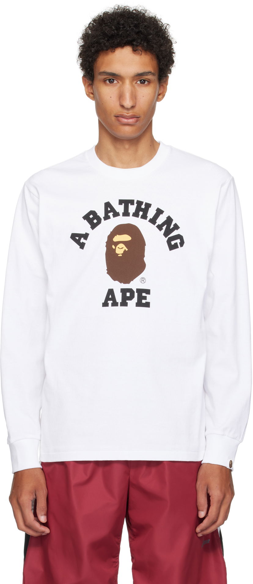 T-shirt BAPE A Bathing Ape College Long Sleeve T-Shirt Hvid | 001LTL301013M