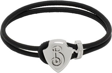 Armbånd Burberry Leather Bracelet with Metal Shield Sort | 8105614, 0