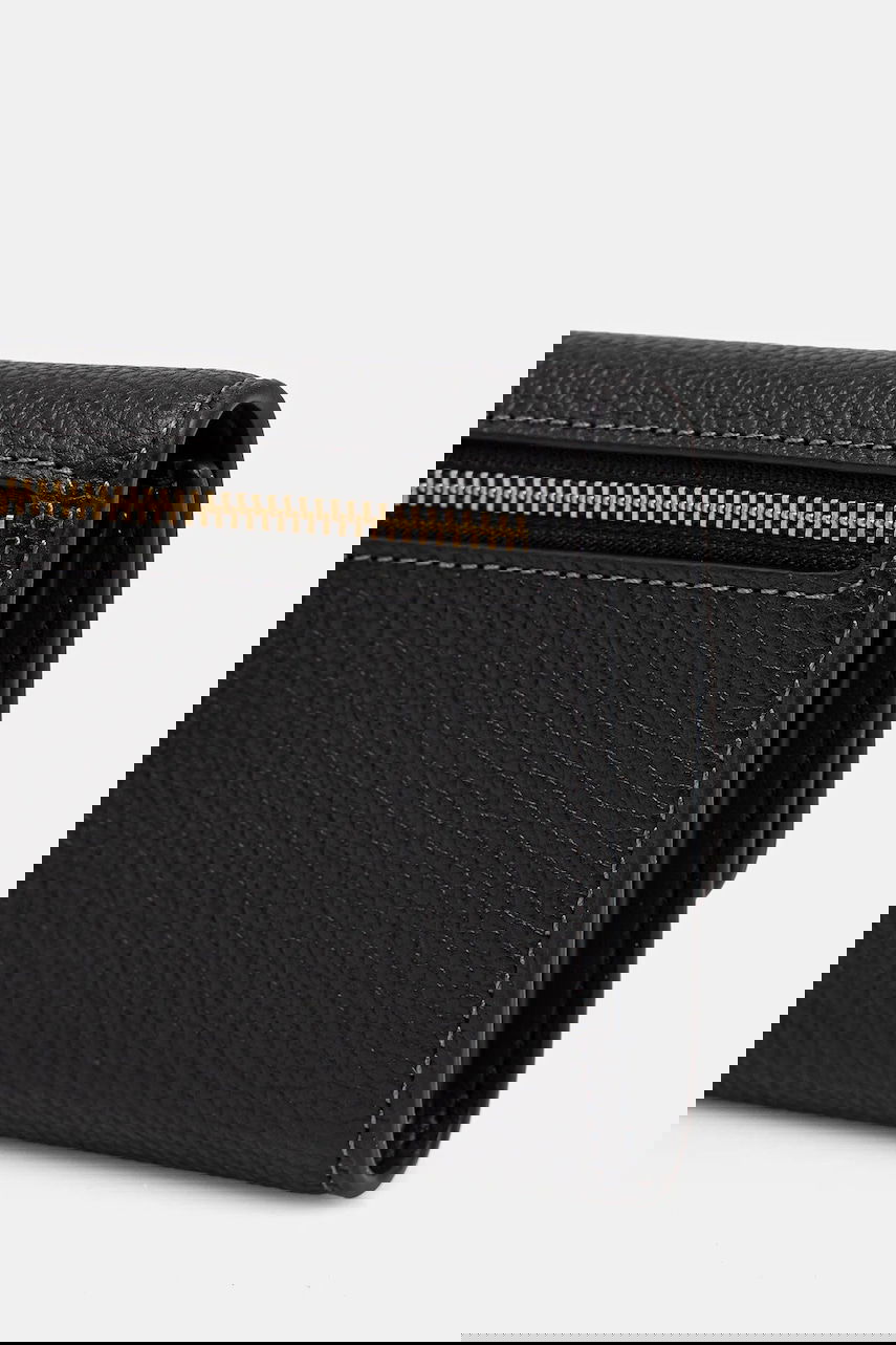 Tegnebog Coach Pebbled Leather Mini Flap Wallet Sort | CAO13, 1