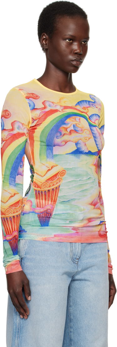 T-shirt Casablanca Printed Mesh T-Shirt Gul | WPS25-JTP-333-01, 1