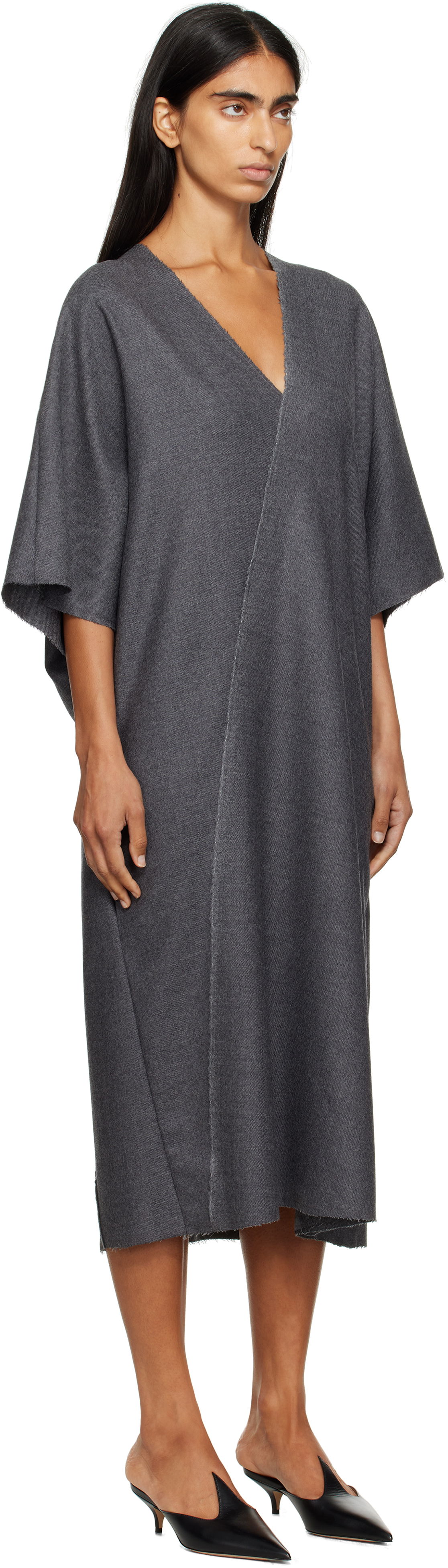 Kjole Maison Margiela MM6 Maison Margiela Raw Edge Midi Dress Grå | S52DD0066 M35466, 1