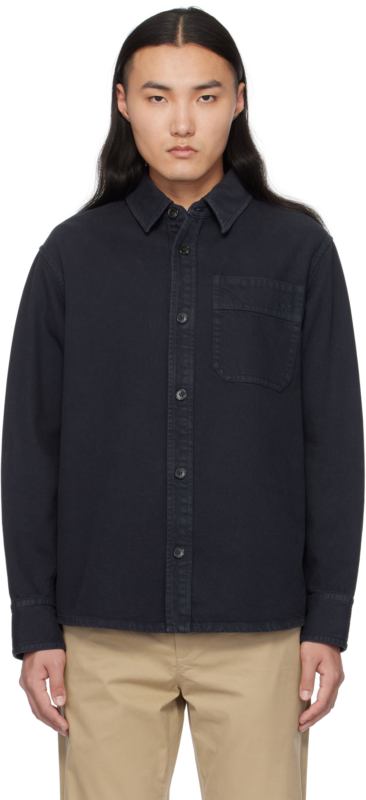 Skjorte A.P.C. Chest Pocket Overshirt Mørkeblå | COGZV-H02918, 0