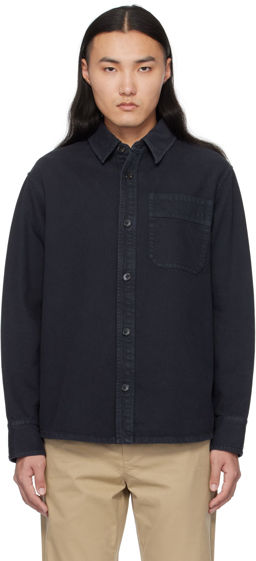 Skjorte A.P.C. Chest Pocket Overshirt Mørkeblå | COGZV-H02918