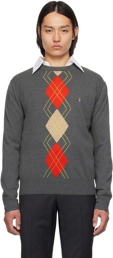 Sweater Vivienne Westwood Vivienne Westwood Argyle Round Neck Sweater Grå | 2701002D-Y003D-, 0
