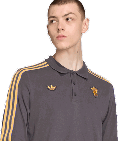 Polo skjorte adidas Originals Manchester United Icon Long Sleeve Polo Shirt Grå | jn2822, 3