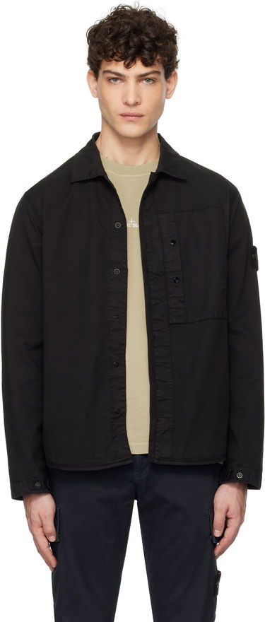 Skjorte Stone Island Stone Island Supima Cotton Twill Stretch-TC Overshirt Sort | K1S15 1200033 S0010, 0