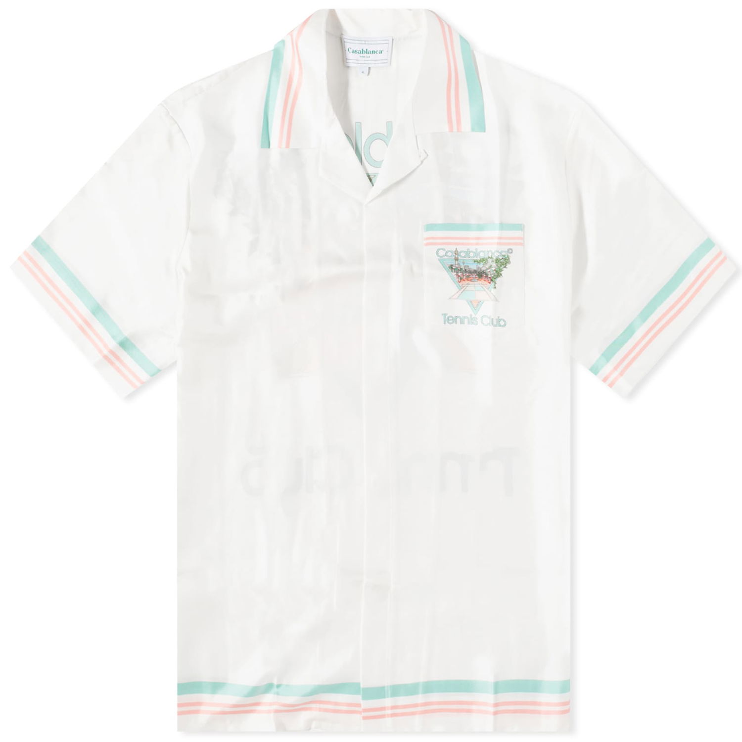 Skjorte Casablanca Tennis Club Short Sleeve Silk Shirt Hvid | WF23-SH-003-01, 0