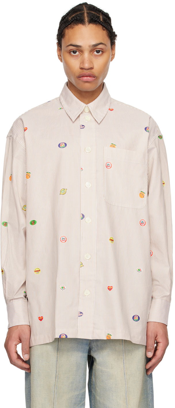 Skjorte KENZO Paris Fruit Stickers Shirt Beige | FE55CH5079A1