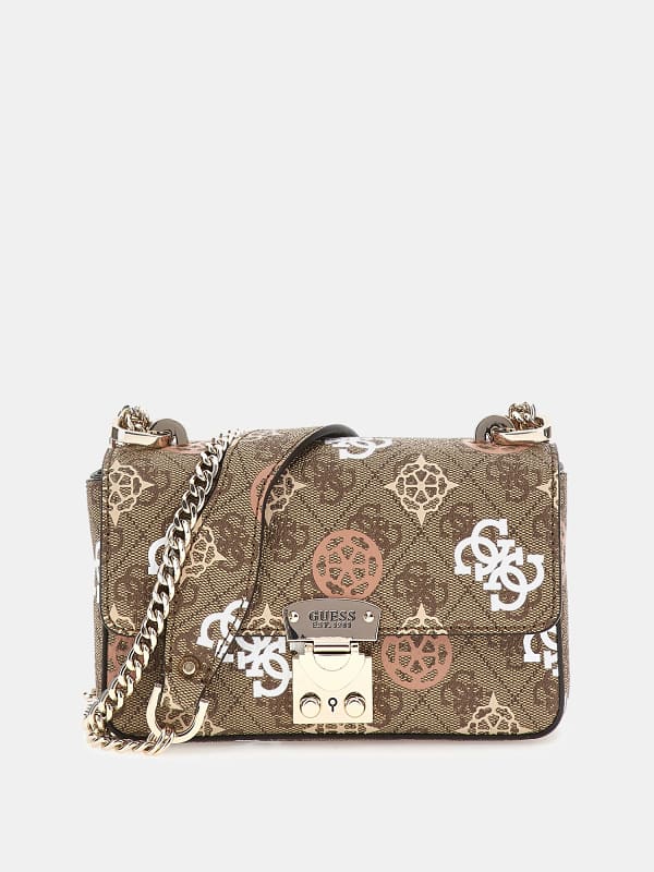 Håndtaske GUESS Eliette 4G Peony Logo Mini Crossbody Beige | HWPS9315780, 0