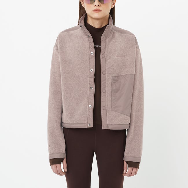 Jakke Salomon Chroma Cropped Fleece Snap Jacket Lyserød | LC2622400, 0