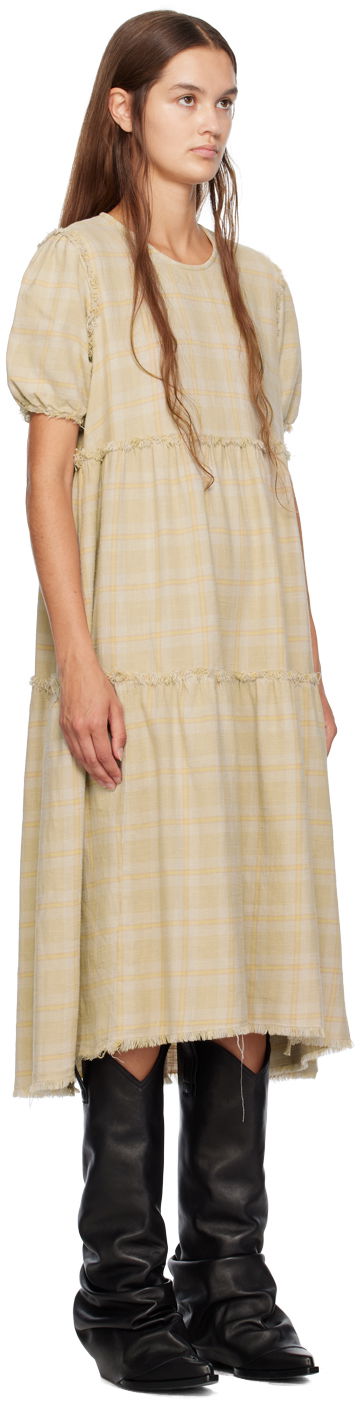 Kjole R13 R13 Shredded Relaxed Midi Dress Gul | R13WR045-R260D, 1