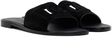 Tilbehør Dolce & Gabbana Dolce&Gabbana DG Logo Cutout Suede Slides Sort | CQ0625 AS915, 3