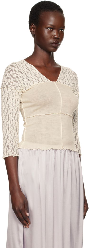 Crop top Baserange Nehru Long Sleeve T-Shirt Hvid | TONLS-LA-SP25, 1