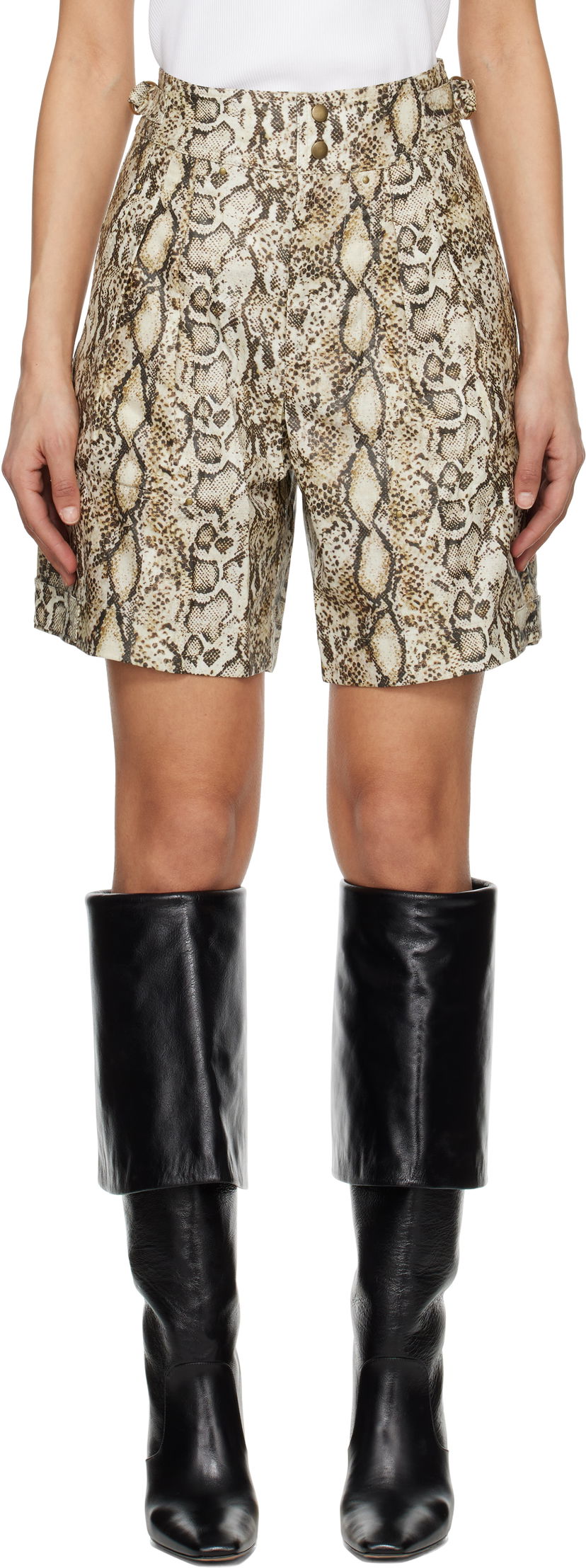 Shorts ISABEL MARANT Isabel Marant Felize Printed Leather Shorts Beige | SH0213FA-C1C01I