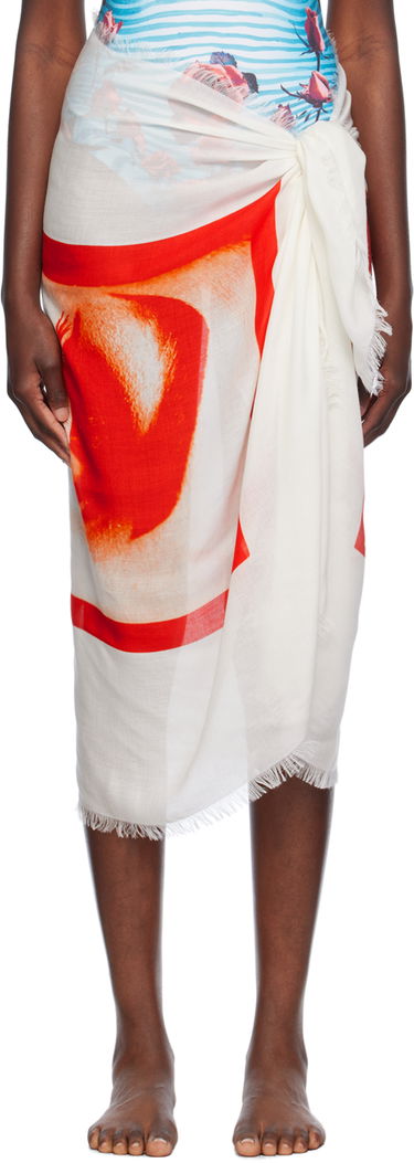 Tørklæde Jean Paul Gaultier 'Eyes And Lips' Sarong Hvid | 24/30-U-JU117-C543-283010, 0