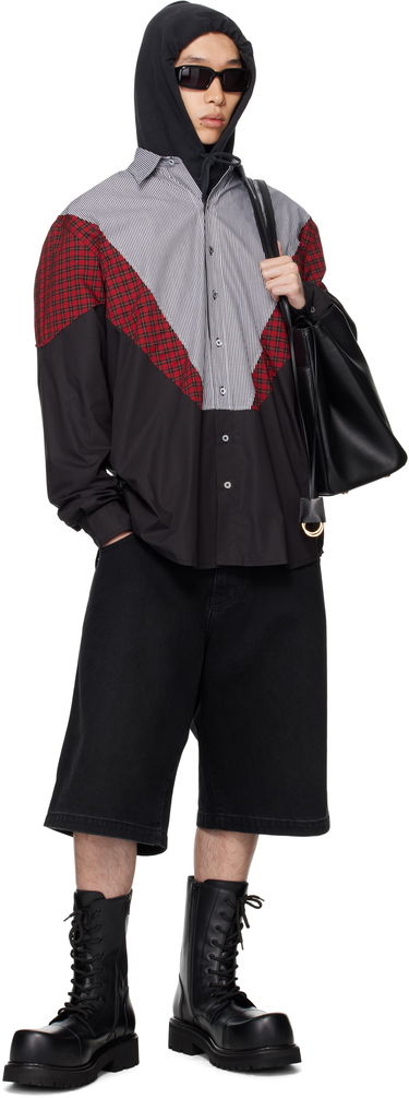 Skjorte VETEMENTS VETEMENTS Tracksuit Panelled Shirt Sort | UH76SH860BR, 3