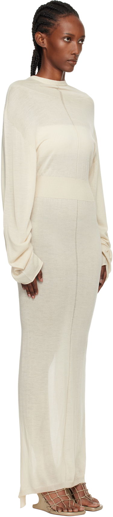 Kjole Rick Owens Concordians Knit Hooded Maxi Dress Beige | RP02E4649 M, 1
