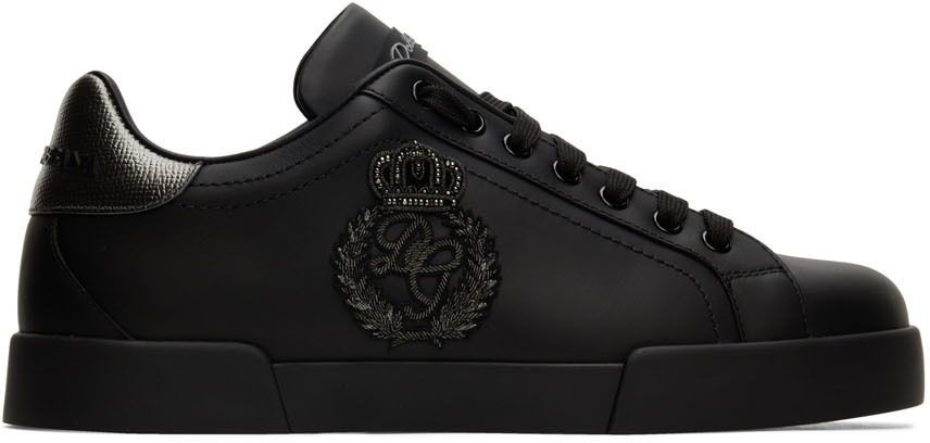 Sneakers og sko Dolce & Gabbana Black Portofino Sneakers Sort | CS1761AH164, 0