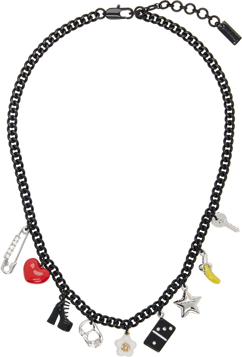 Halskæde Marc Jacobs Marc Jacobs 'The Collector Charm' Chain Necklace with Charms Sort | 2P5JNC001J24