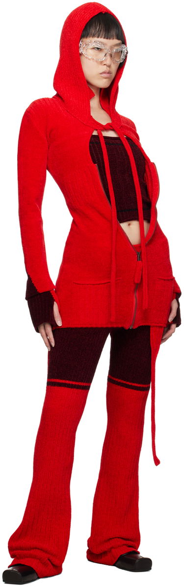 Sweater Ottolinger Ottolinger Extended Knit Hoodie Rød | 706701, 3