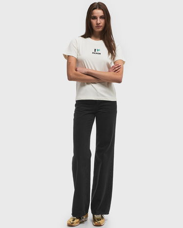 T-shirt CLOSED Printed T-Shirt with Denim Graphic Hvid | C95621-44H-PR-218, 1