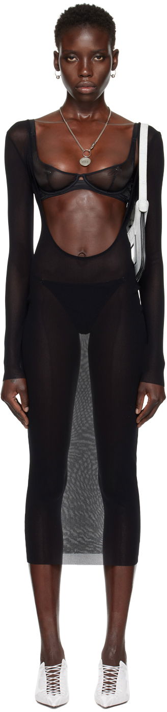Kjole Jean Paul Gaultier Jean Paul Gaultier Shayne Oliver Edition Mesh Midi Dress Sort | 24/27-F-RO187I-T001-0000, 0