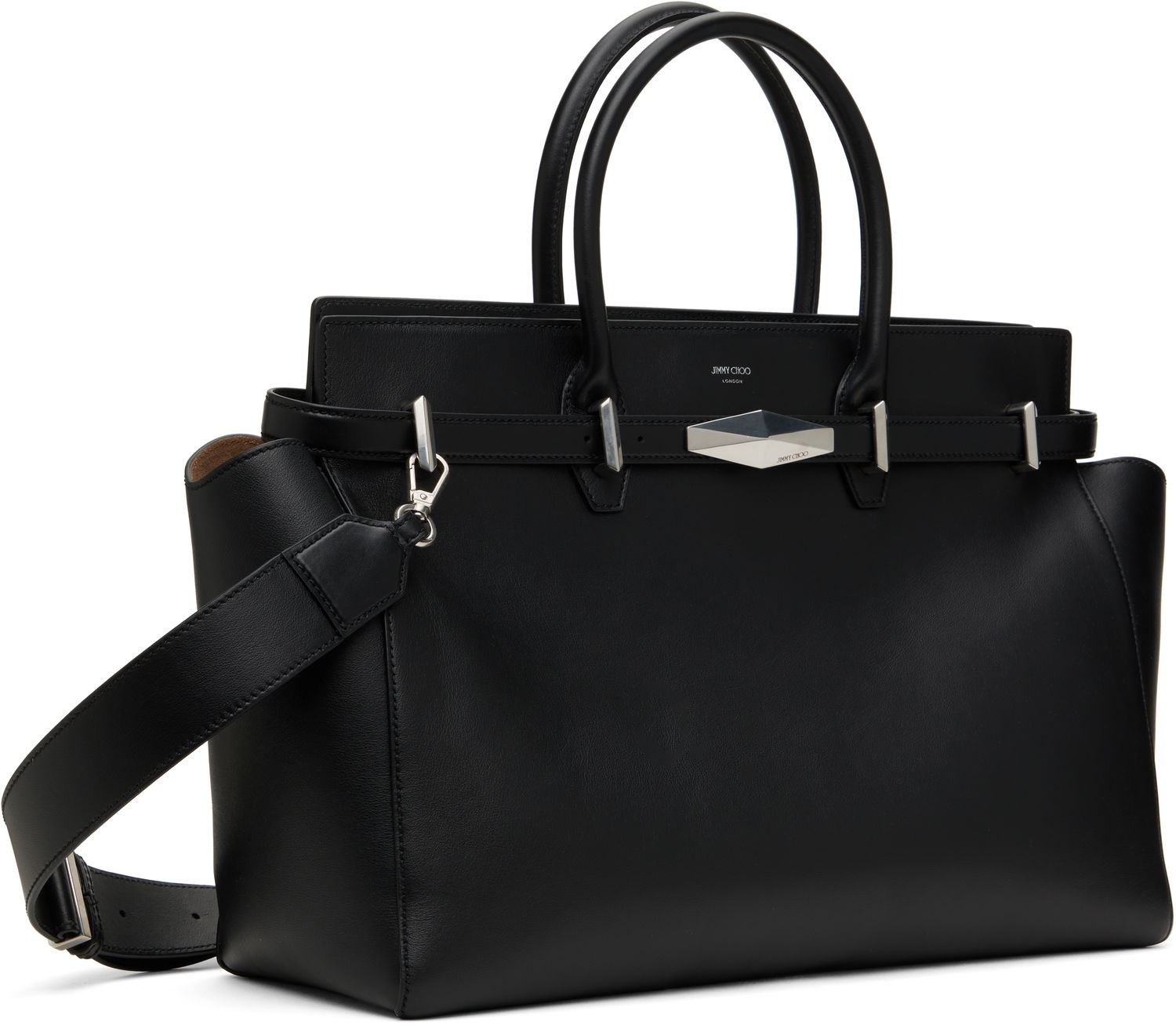 Håndtaske Jimmy Choo Jimmy Choo Diamond Belted Top Handle Bag Sort | DIAMOND BELTED TH/M, 1