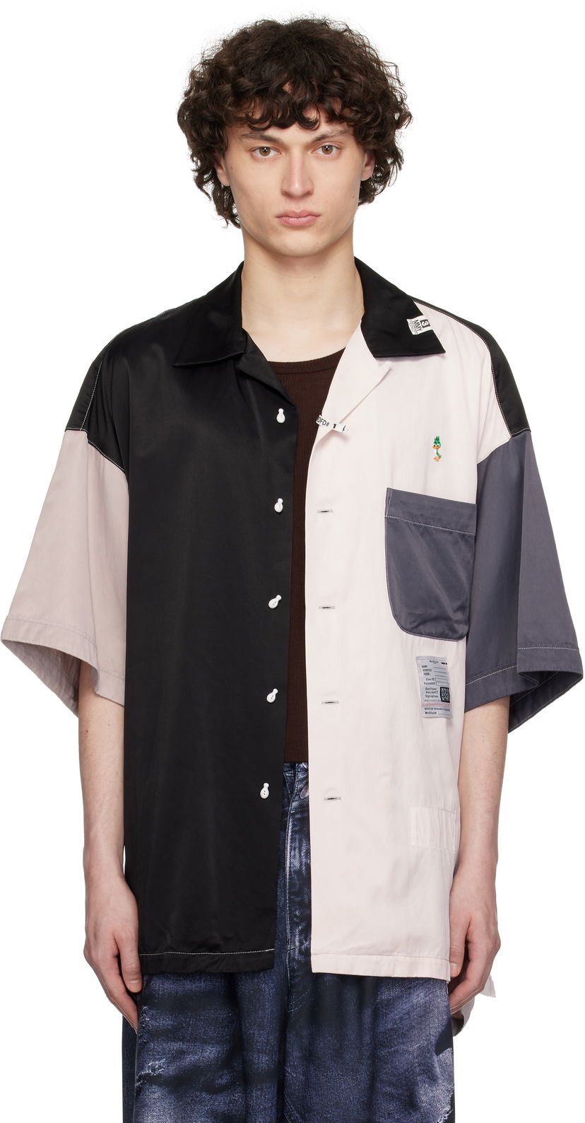 Skjorte Maison MIHARA YASUHIRO MIHARA YASUHIRO Crazy Pattern Short-Sleeve Shirt Sort | J14SH185