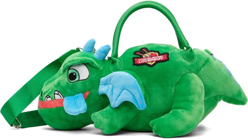 Håndtaske Charles Jeffrey Loverboy Charles Jeffrey LOVERBOY Plush Baby Dragon Handbag Grøn | 54120501