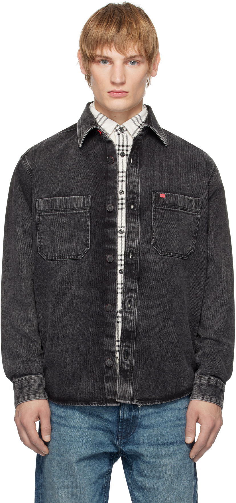 Skjorte BOSS Faded Denim Shirt Sort | 50534220