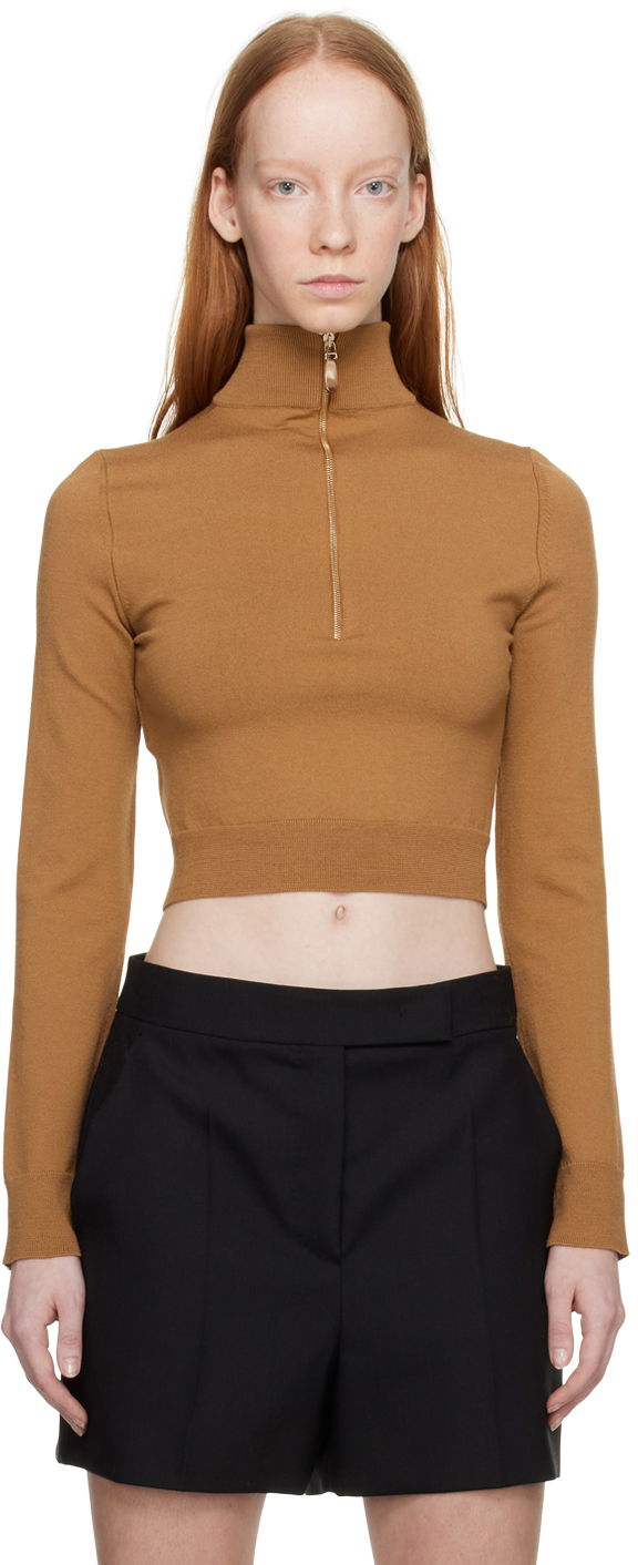 Sweater Max Mara Max Mara Balbo Cropped Mock Neck Sweater Brun | 2313611031600 13611031