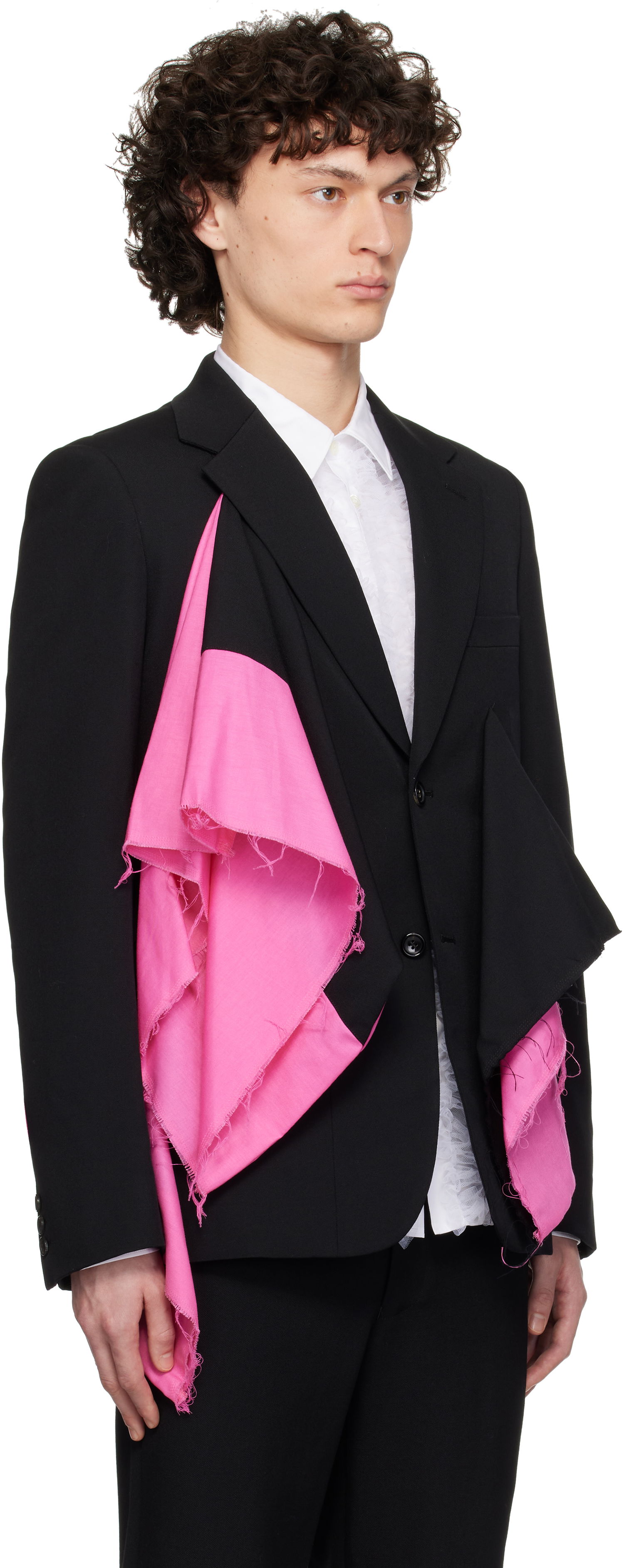 Jakke Comme des Garçons Comme des Garçons Homme Plus Gabardine Blazer with Draped Detail Sort | PO-J054-051, 1