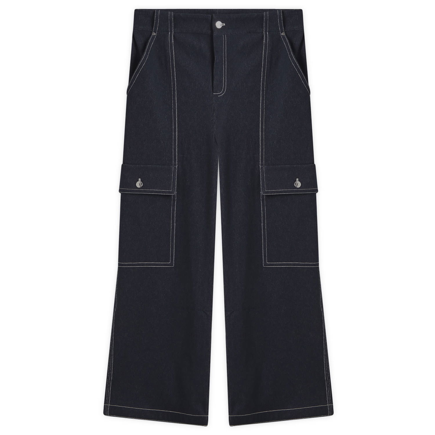 Cargo bukser Max Mara Max Mara Colle Cargo Wide-Leg Jeans, Size Large Mørkeblå | 2511781028600-Indigo, 0