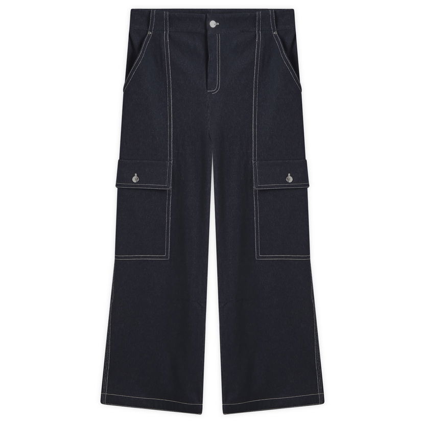 Cargo bukser Max Mara Max Mara Colle Cargo Wide-Leg Jeans, Size Large Mørkeblå | 2511781028600-Indigo