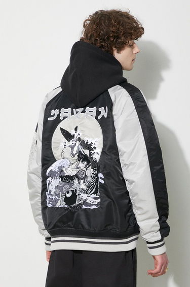 Bomberjakke Alpha Industries Japan Warrior Souvenir Bomber Jacket Sort | 146101, 0