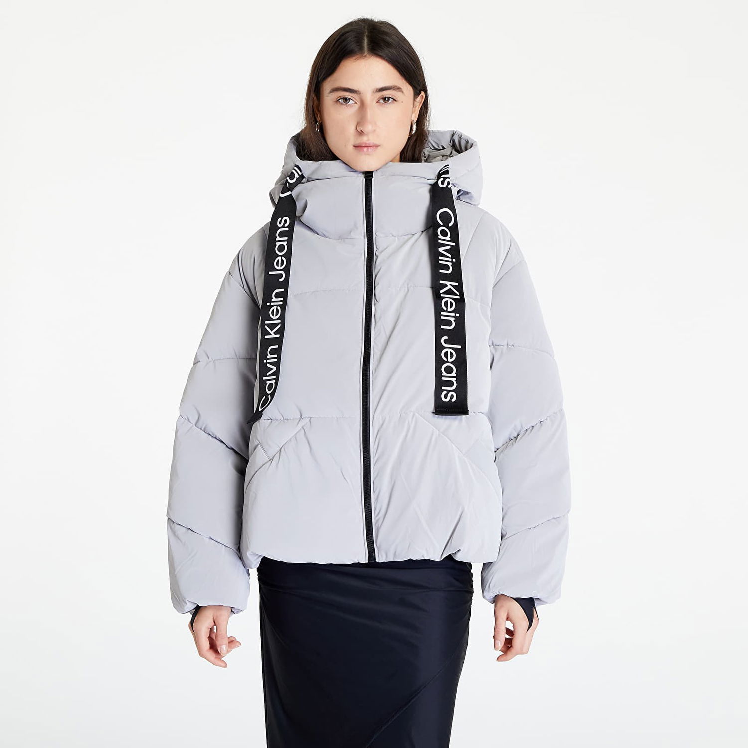 Puffer jakke CALVIN KLEIN Long Drawcords Soft Grå | J20J220017 PQY, 0