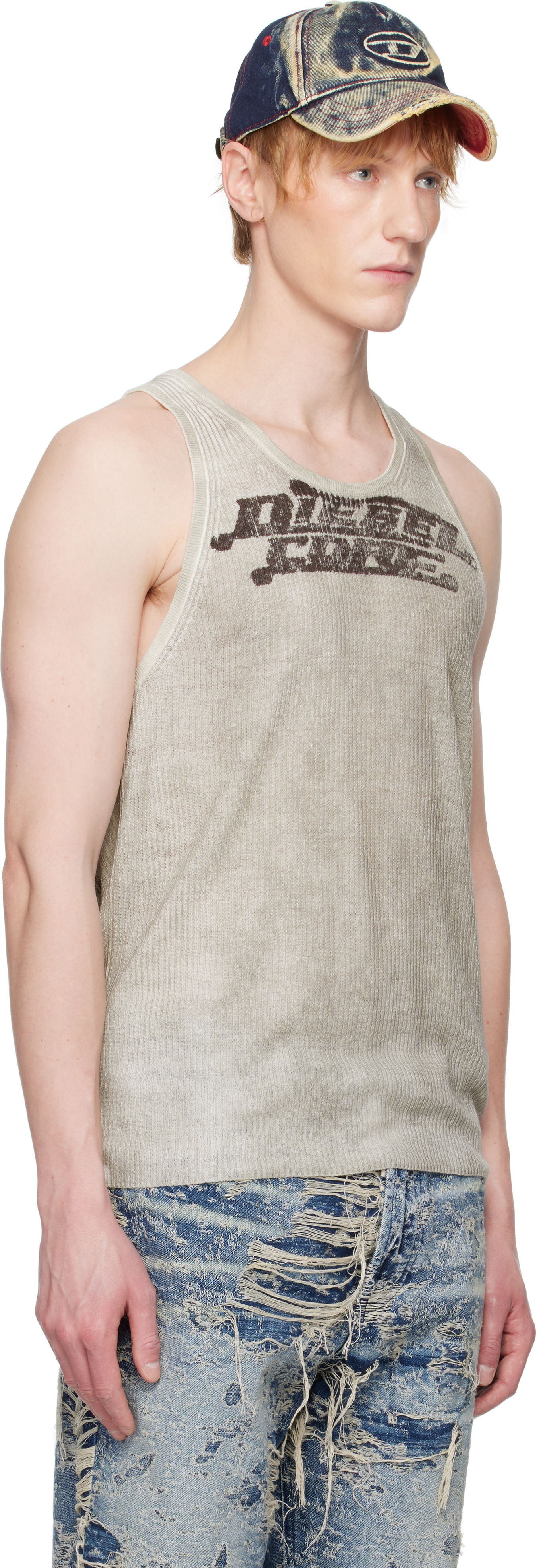 Tanktop Diesel Diesel K-Rick Graphic Print Tank Top Beige | A16875-0DBCU-7EX, 1