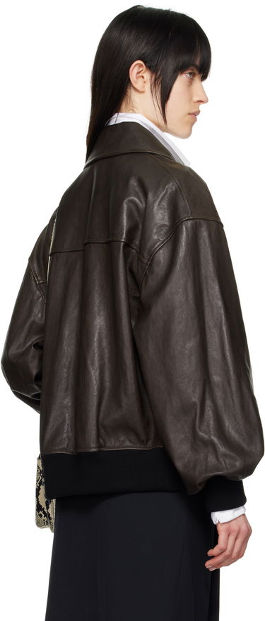 Bomberjakke Khaite Khaite Shelman Leather Jacket Brun | 6166729, 2
