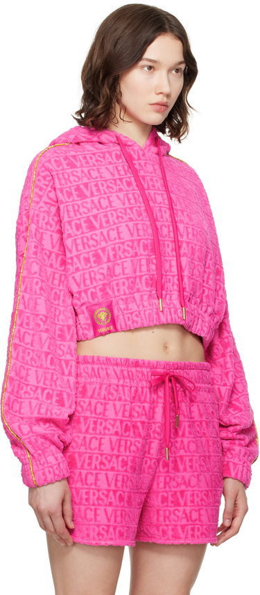 Sweatshirt Versace Versace 'I Heart Baroque' Crop Velour Hoodie Sort | 1020144_1A14584, 4
