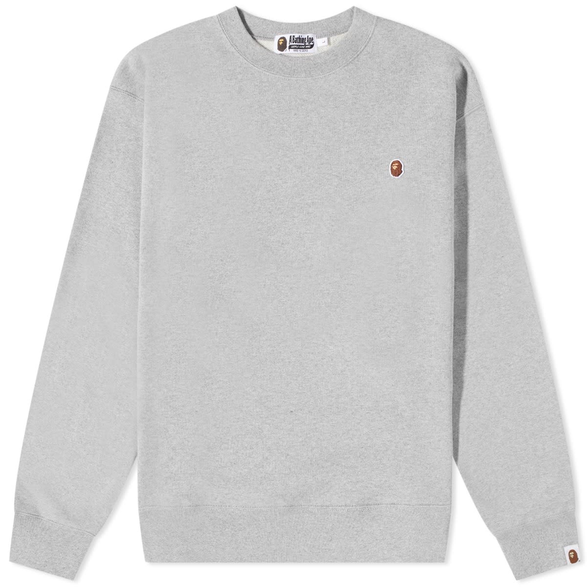 Sweatshirt BAPE Head One Point Relaxed Fit Crew Sweat Grey Grå | 001SWJ301015M-GRY, 0
