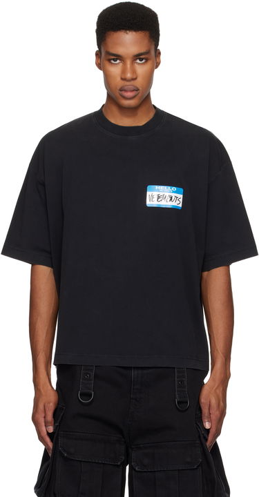 T-shirt VETEMENTS My Name Sticker Cropped Boxy T-Shirt Sort | UA66TR710B, 0